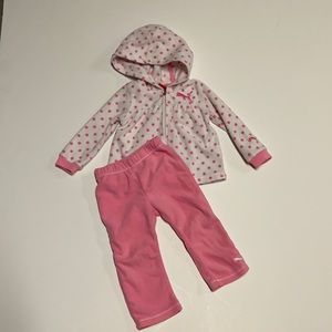 Puma girl 2 piece pink fleece set 18 mon